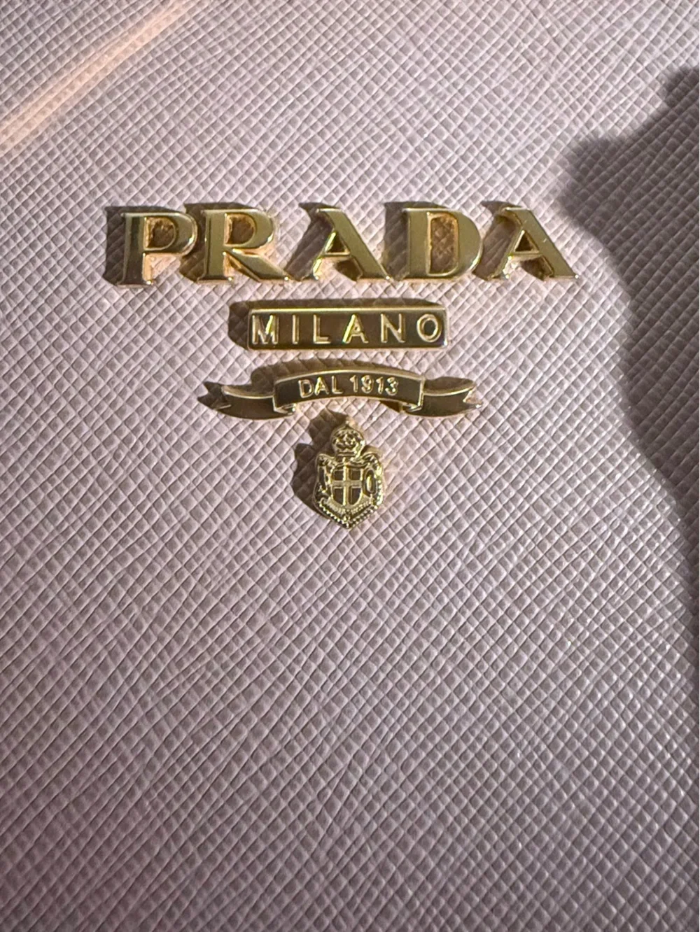 Prada Pale Pink Saffiano Leather Satchel with Gold Logo